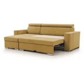Fun Möbel Ecksofa Schlafsofa Sofa CANTON in Stoff Camelia Senfgelb Ottomane Links - Gelb