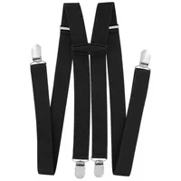 axy Hosenträger für Herren breit 2,5 cm in H-Form mit 4 Hosenträger Clips extra stark längenverstellbar (Schwarz) - Einheitsgröße
