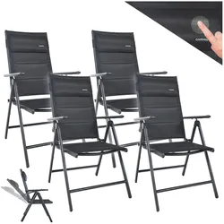 GARMIO® Gartenstuhl Balkonstuhl FLORENZ schwarz, 4er SET, 7-fach verstellbar, klappbar, inkl. Nackenkissen, für Terrasse