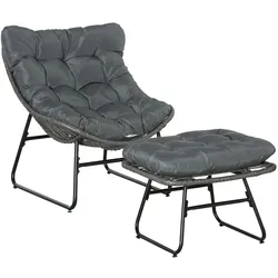 Outsunny Rattansessel-Set Metall, PE Rattan, Polyester