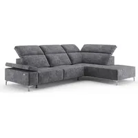 VitaliSpa Ecksofa James Anthrazit Relaxfunktion 301x86 cm Rechte Ecke,