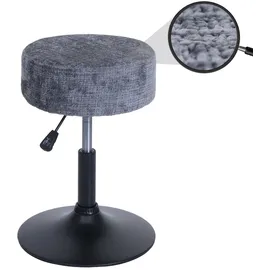 Mendler Hocker HWC-C22, Sitzhocker Schminkhocker, höhenverstellbar drehbar Ø 37cm Stoff Chenille (465g/m2) FSC® ~ dunkelgrau