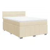 vidaXL Boxspringbett mit Matratze Creme 140x200 cm Stoff