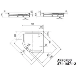 Kaldewei ARRONDO Viertelkreis-Duschwanne, 460100010001,