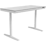 Novel Schreibtisch, Weiß, Metall, Kunststoff, Holzwerkstoff, 1 Schubladen, rechteckig, Rundrohr, Kufe, 70x73-118x140 cm, höhenverstellbar, Arbeitszimmer, Schreibtische, Bürotische