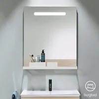 Burgbad Fiumo Leuchtspiegel mit horizontaler LED-Beleuchtung, mit Metallreling, 600x700mm,