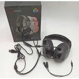 Mars Gaming MH122, FRGB Over Ear Kopfhörer mit Mikrofon, HiFi Sound, Geräuschunterdrückung, Ultraleichtgewicht, PS4 PS5 Xbox Switch Switch 2 Tablet Windows Mac, Schwarz,