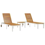 vidaXL Gartenliege 2er Set 3334837 3 pcs 200 x 60 x 30 cm Braun