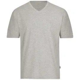 TRIGEMA T-Shirt "TRIGEMA V-Shirt DELUXE Baumwolle", Herren, Gr. XL, grau (grau, melange), Single Jersey, 100% Baumwolle, Basic, lang, V-Ausschnitt, Shirts T-Shirt