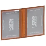 LEAS Ausweismappe- & -hülle mit 2 Sichtfenstern Echt-Leder, Cognac Card-Collection