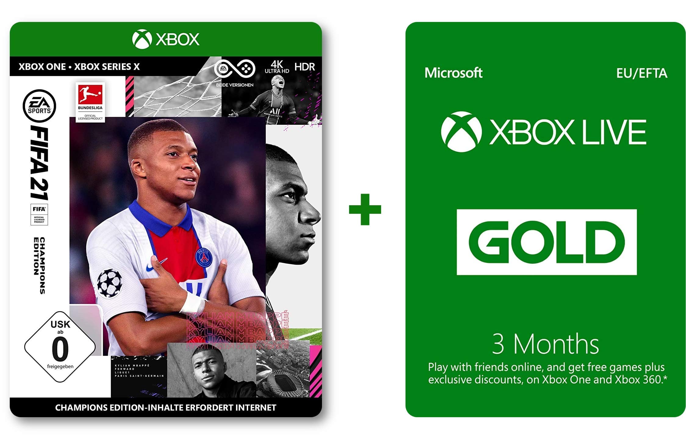 FIFA 21 Champions (Xbox One Disk) and Xbox Live Gold 3 Monate (Download Code)