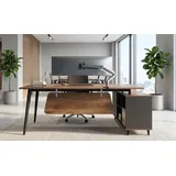 Jet-Line Schreibtisch San Paulo links 2,0 m Büroausstattung inkl. Sideboard - Braun