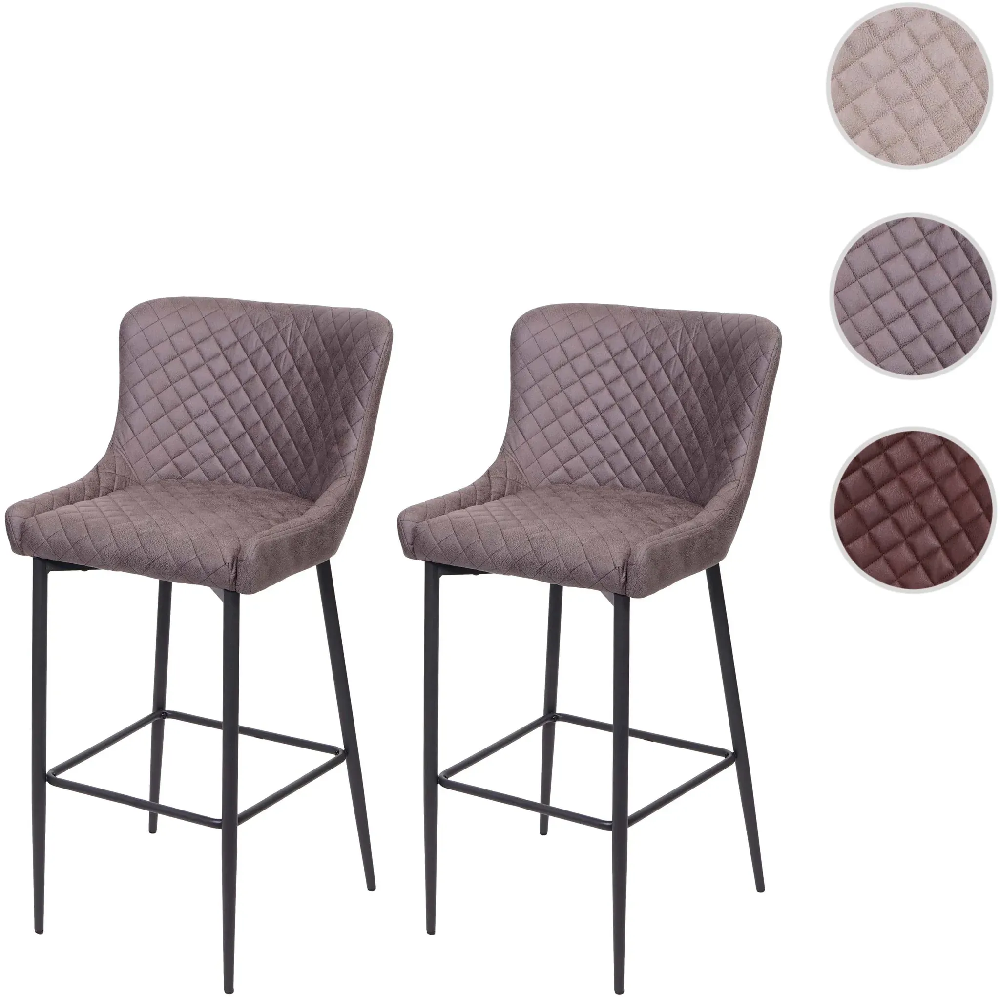 2er-Set Barhocker HWC-H79, Barstuhl Tresenhocker, Vintage Metall Fußablage ~ Stoff/Textil dunkelgrau