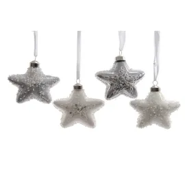 Kaemingk Weihnachtskugeln Christbaumschmuck Glas Stern Mit Perlen 8cm 4er Set