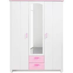 Kleiderschrank PARISOT "Biotiful", rosa (weiß, rosa), B:136cm H:181cm T:60cm, Schränke