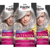 SCHWARZKOPF POLY PALETTE Intensiv Creme Coloration, Haarfarbe U71 Kühles Silbergrau, 3er Pack (3 x 115 ml)