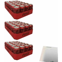 Coca Cola Zero Sugar No Calories Coke Zero 3er Pack (72x0,33l Dosen) + usy Block