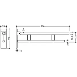 Hewi System 900 Stützklappgriff Wandstützgriff 700 mm Edelstahl verchromt
