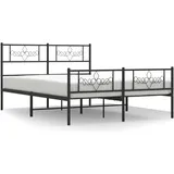 vidaXL Bettgestell mit Kopf- und Fußteil Metall Schwarz 140x200 cm