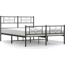vidaXL Bettgestell mit Kopf- und Fußteil Metall Schwarz 140x200 cm