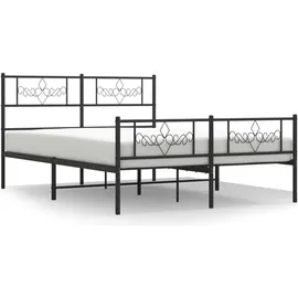 vidaXL Bettgestell mit Kopf- und Fußteil Metall Schwarz 140x200 cm