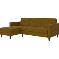 Ecksofa DOREL HOME "Hartford II" Sofas Gr. B/H/T: 213cm x 83cm x 154cm, Webstoff, Recamiere beidseitig montierbar, gelb (curry) mit Bettfunktion und Stauraum, Recamiere beidseitig montierbar