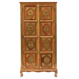 Oriental Galerie Mehrzweckschrank Natur Schrank Kleiderschrank Kamika Indien 181 cm Wohnzimmerschrank, Küchenschrank, Massivholz, Antik