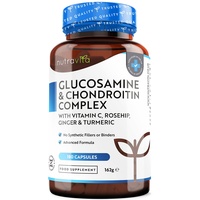 Glucosamin & Chondroitin Komplex - 180 Kapseln - mit Vitamin C, Kurkuma, Ingwer und Hagebutte - GVO Frei und ohne Zusätze - Hochdosiert
