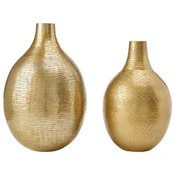 Blumenvase MOHENJO handgefertigt Metall 32/35 cm Gold