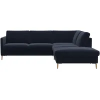 FLEXLUX Ecksofa »Fiore, L-Form, super bequem durch Kaltschaum im Sitz«, schmale Armlehnen, Füße Alu/Eiche, B/T 234/225 cm blau