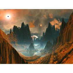 Fototapete PAPERMOON "PLANETEN-FUTURISTISCH WELTRAUM MOON GALAXIE UNIVERSUM", bunt, B:3,00m L:2,23m, Vlies, Tapeten