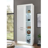 Lomadox Vitrinenschrank in Hochglanz weiß MAILAND-61 inkl. LED-Beleuchtung, b/h/t: 80/195/37cm