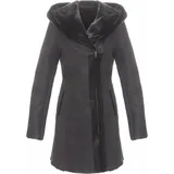 Hollert German Leather Fashion Lammfellmantel - KATE - Größe: M | Farbe: Dunkelgrau - Dunkelgrau - M