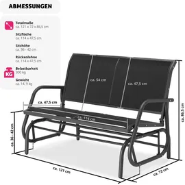 Tectake tectake® Schaukelbank, Greta 2-Sitzer sanfter Schaukelmechanismus, 121 x 72 x 86,5 cm