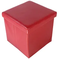 Echtwerk Hocker mit Stauraum Store Cube EW-SW-0415 rot Kunstleder