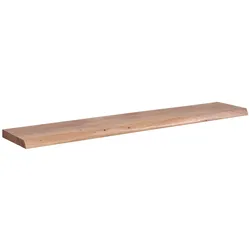 KADIMA DESIGN Massives Akazienholz Wandregal, 140 cm, Rustikaler Stil, Baumkante