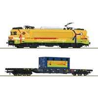 Roco 2-tlg. Set: Elektrolokomotive 1756 mit Containertragwagen 7520117 H0