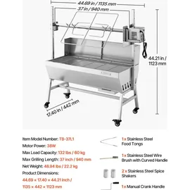 Vevor Drehspießgrill 94 cm Silber