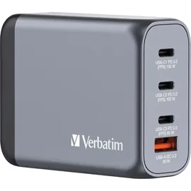 Verbatim GaN 100W, grau 1x USB-A, QC 3x USB-C PD, 3.0, 3.0