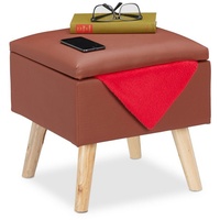 Relaxdays Sitzhocker mit Stauraum, Kunstleder, - braun,