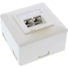 InLine Cat.6A Anschlussdose AP/UP 2x RJ45 Buchse RAL9010 weiß waagrecht