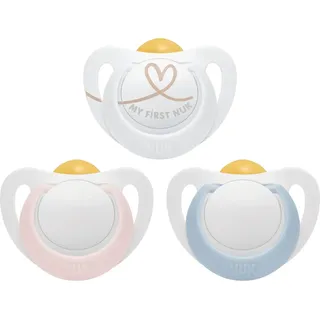 NUK Star Latex Schnuller 0-6 m blau, Gr. 0-6 m - Weiß