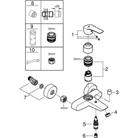 Grohe Eurosmart Einhand-Wannenbatterie, 1/2