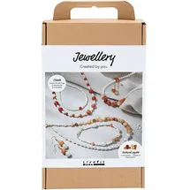 Creativ Company Kreativ Set Schmuck, Beige, Orange gebrannt, Perlmuttweiß