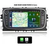 GABITECH 7" Android 13 Autoradio GPS Navi Android für Ford Focus Transit Kuga Autoradio (Octa Core, 8* A75 64-bit 2.2GHz CPU, 4GB RAM; 64GB ROM) schwarz