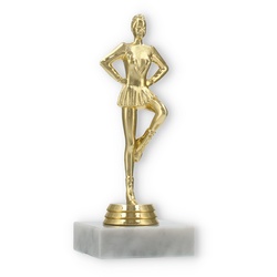 Pokal Kunststofffigur Drill Team gold auf weißem Marmorsockel 15,8cm