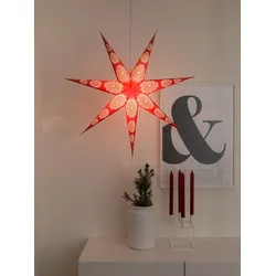 Dekostern KONSTSMIDE "Weihnachtsstern, Weihnachtsdeko rot", rot, B:78cm H:78cm, Papier, Dekosterne, roter Papierstern, LED Stern, 7 Zacken
