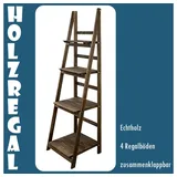 Kingpower Leiterregal Regal Bücherregal Wandregal Standregal Blumentreppe Klappbar Braun braun