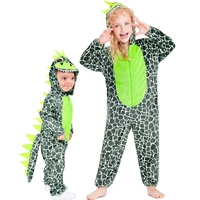 IKALI Kinder Dinosaurier Kostüm, Mädchen Jungen Kapuze Drachen Dino Jumpsuit, Tier Onesie für Kleinkinder Unisex Grün 7-8 Jahre