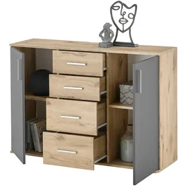 HBZ Sideboard 120 x 84 x 35 cm Grau matt / Eiche